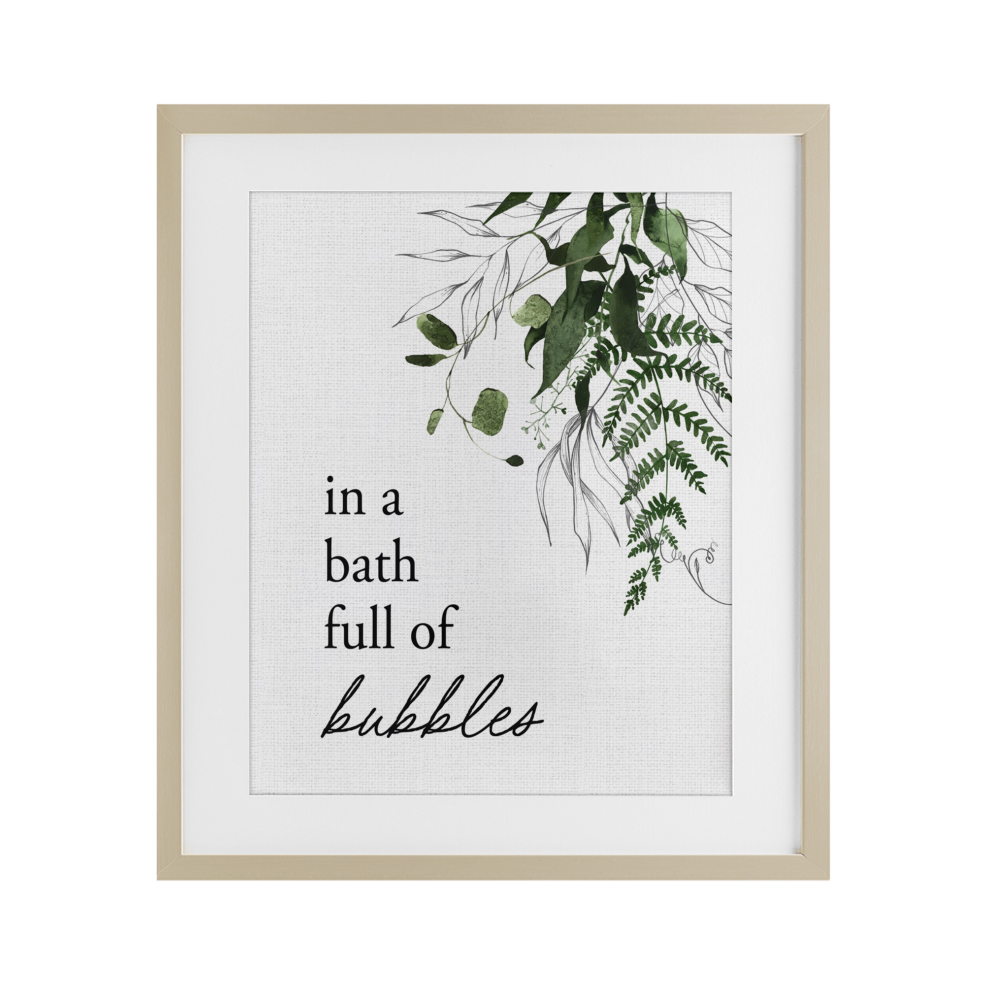 Forest Foliage Bubble Bath Birch Framed Print Under Glass, design by Lettered and Lined