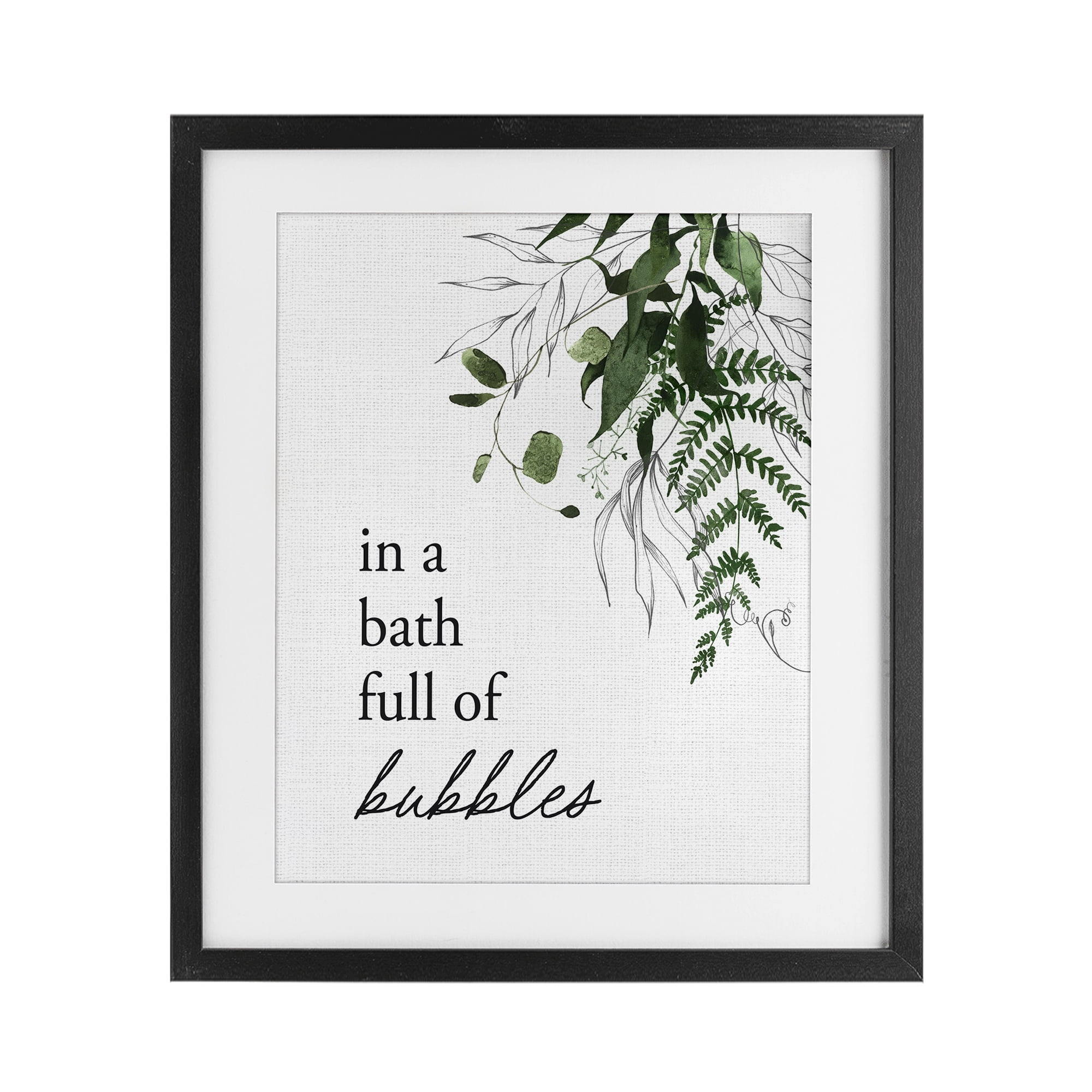 Forest Foliage Bubble Bath Black Framed Print Under Glass, design by Lettered and Lined
