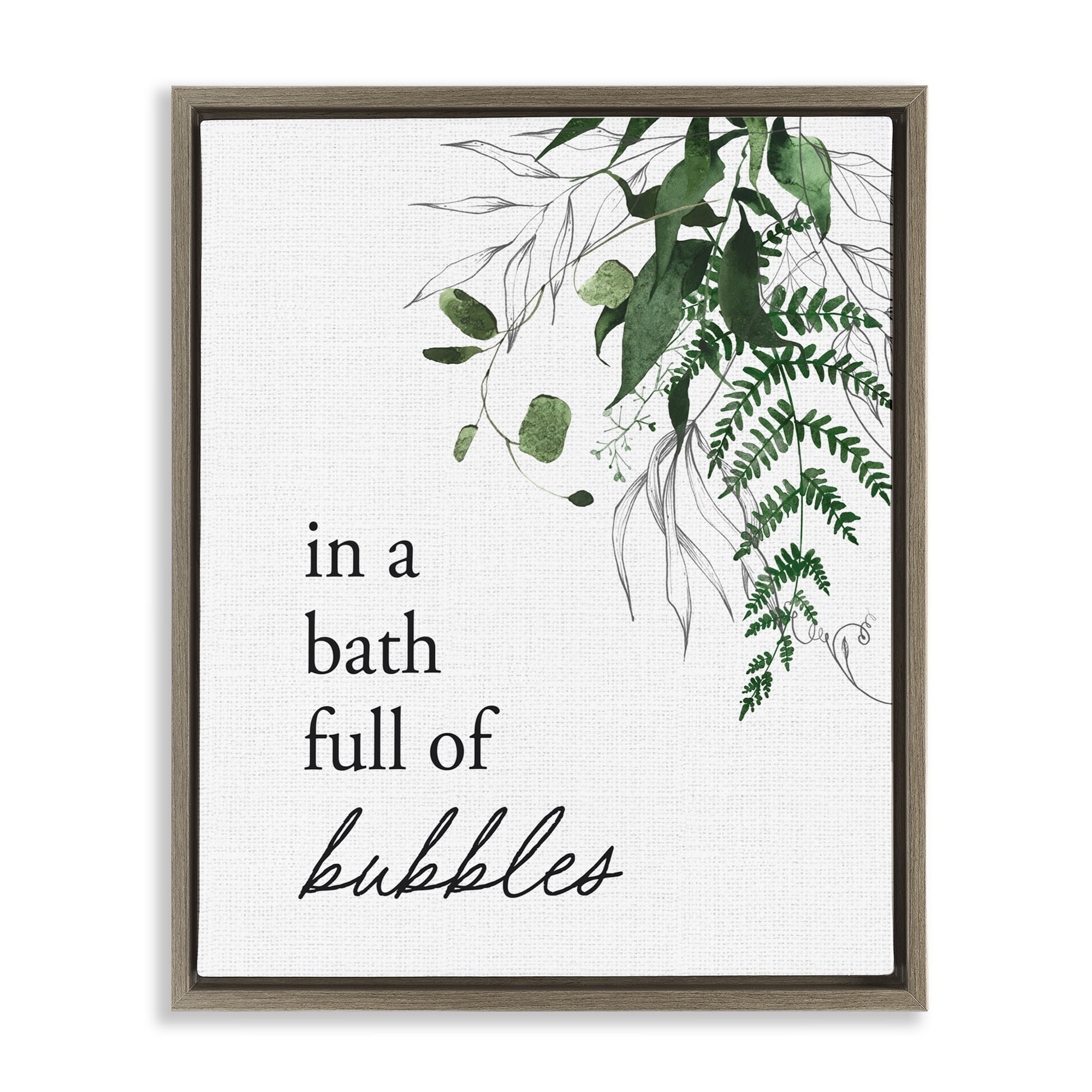 Forest Foliage Bubble Bath Brown Framed Floater Canvas Wall Art, design by Lettered and Lined