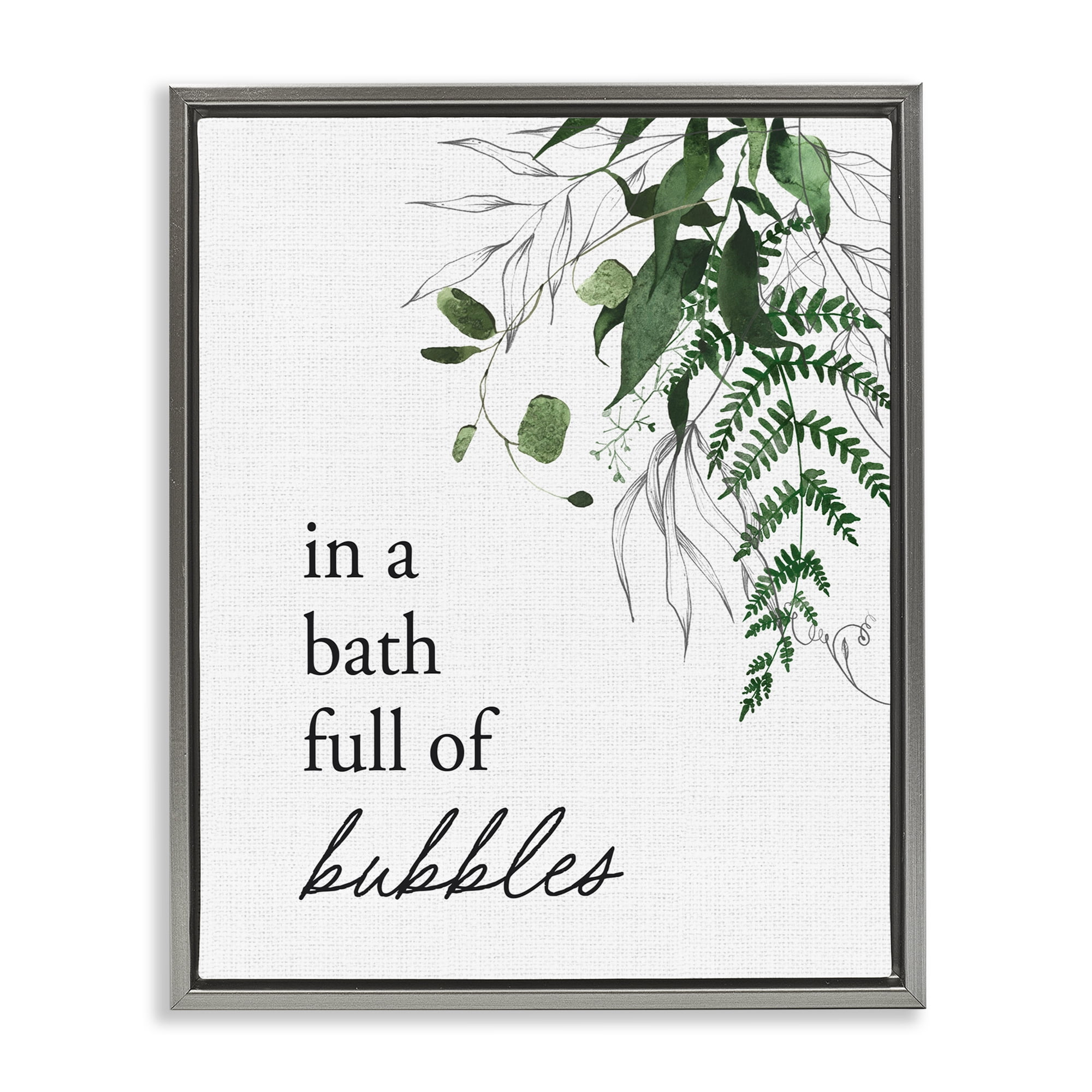 Forest Foliage Bubble Bath Gray Framed Floater Canvas Wall Art, design by Lettered and Lined