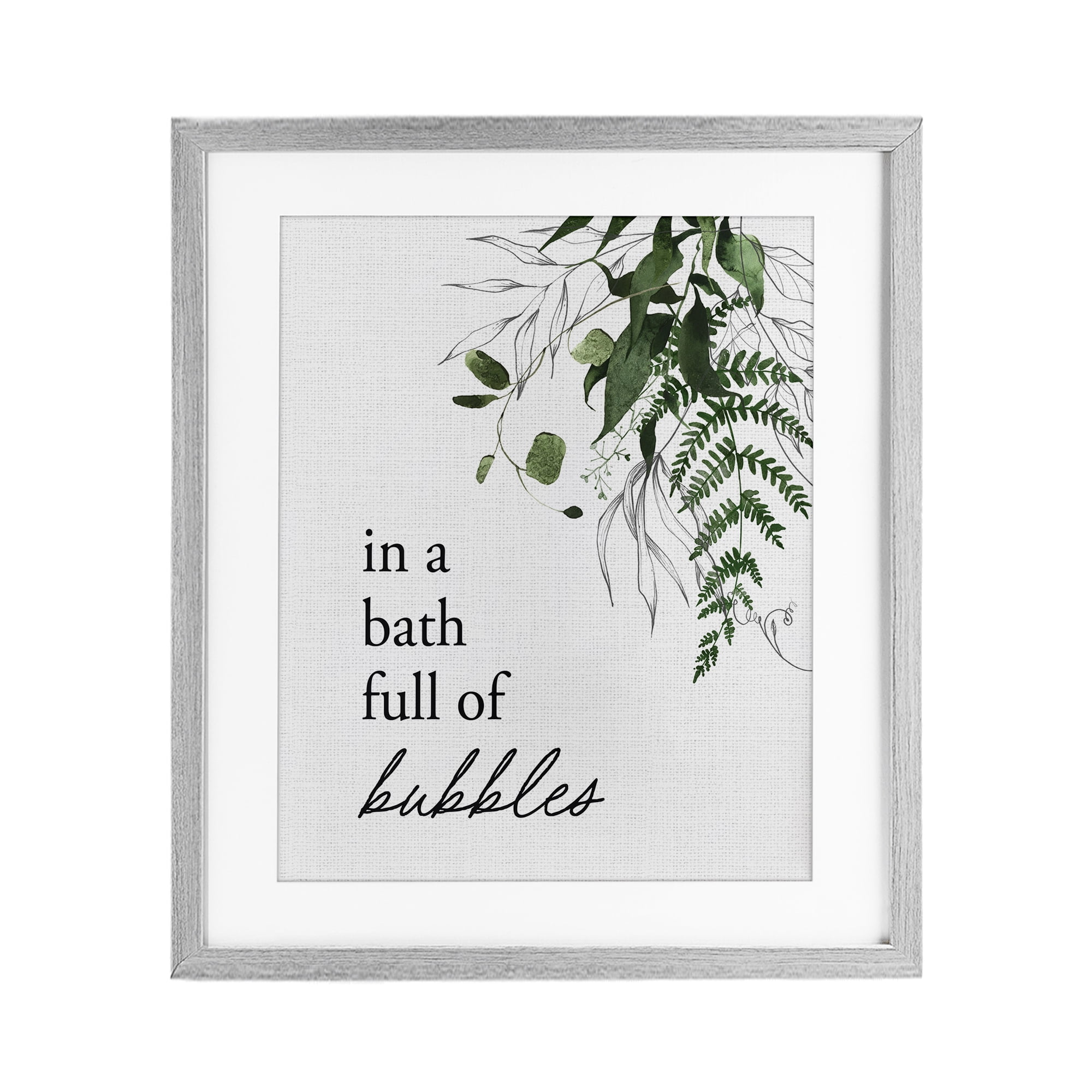 Forest Foliage Bubble Bath Gray Framed Print Under Glass, design by Lettered and Lined