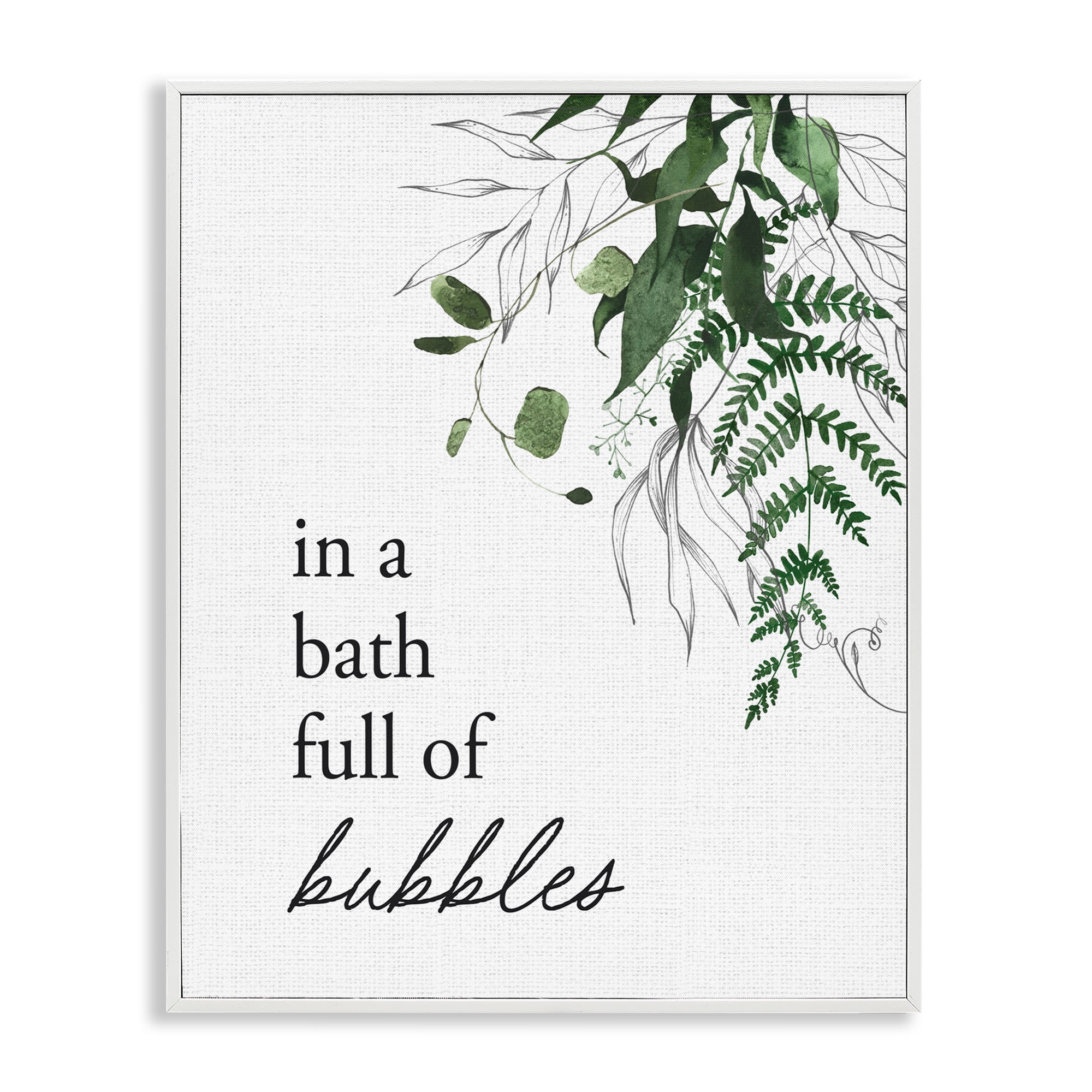 Forest Foliage Bubble Bath White Framed Giclee Art, design by Lettered and Lined