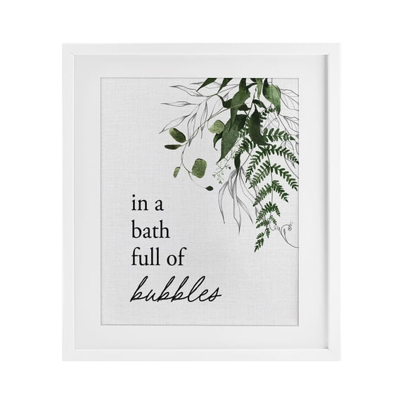 Stupell Industries Rustic Lodge Forest Foliage Bubble Bath White Framed Print Under Glass, 17 x 21, by Lettered and Lined