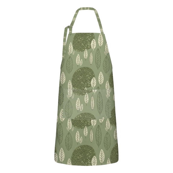 Forest Foliage Cooking Apron with 2 Pockets, Linen-Style Fabric ...