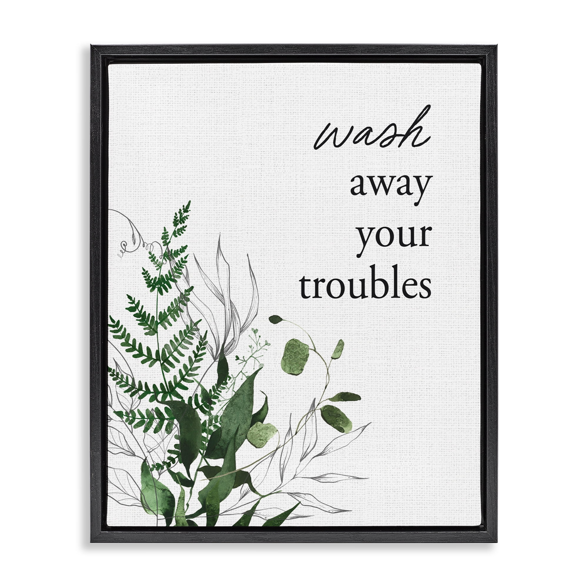 Forest Foliage Wash Away Black Framed Floater Canvas Wall Art, design by Lettered and Lined