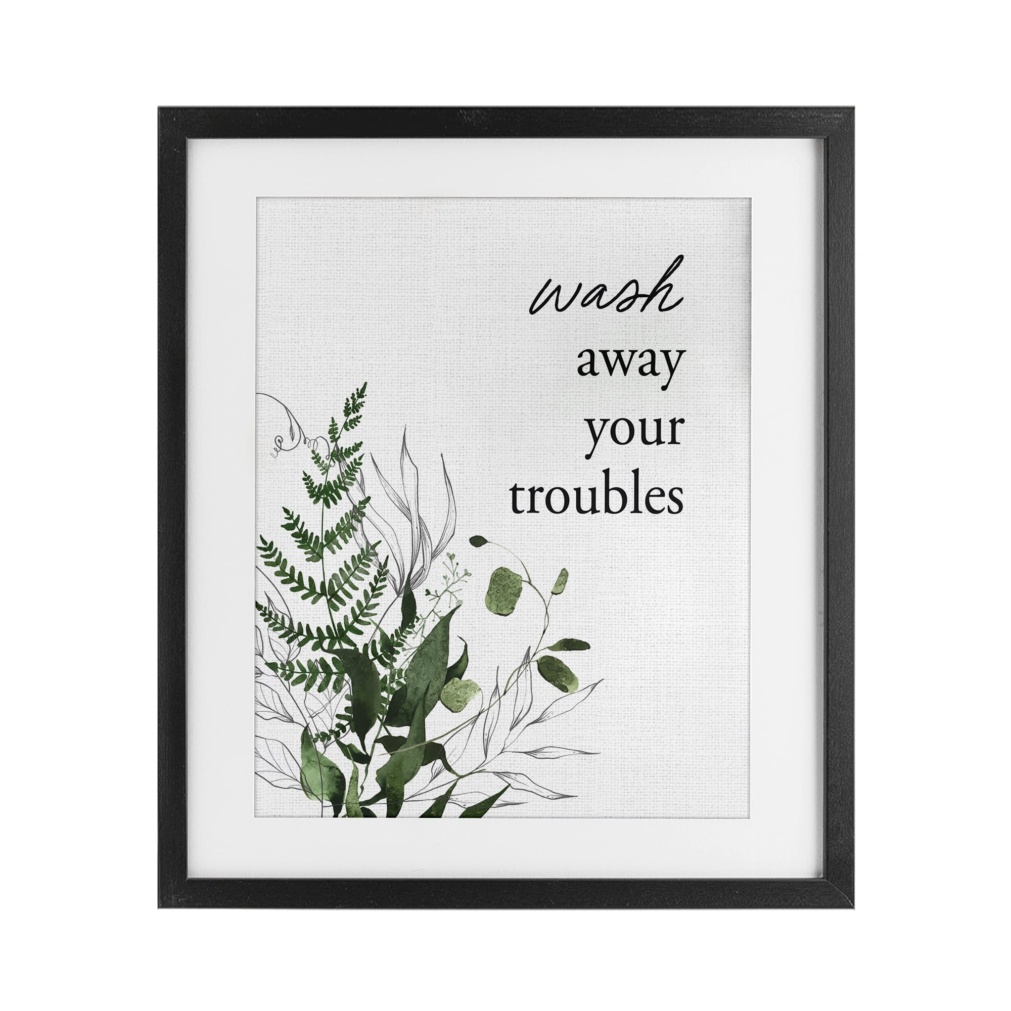 Forest Foliage Wash Away Black Framed Print Under Glass, design by Lettered and Lined