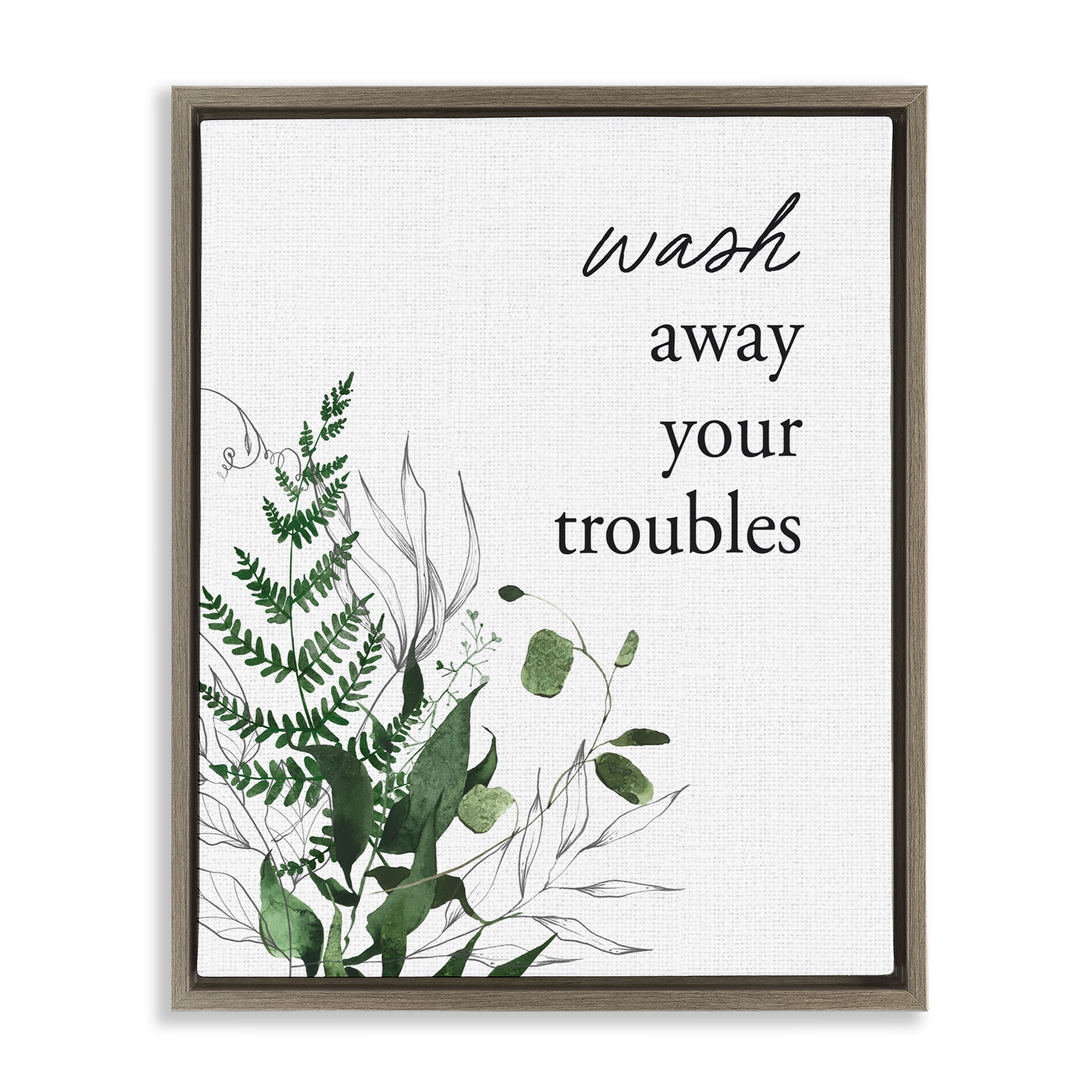 Forest Foliage Wash Away Brown Framed Floater Canvas Wall Art, design by Lettered and Lined