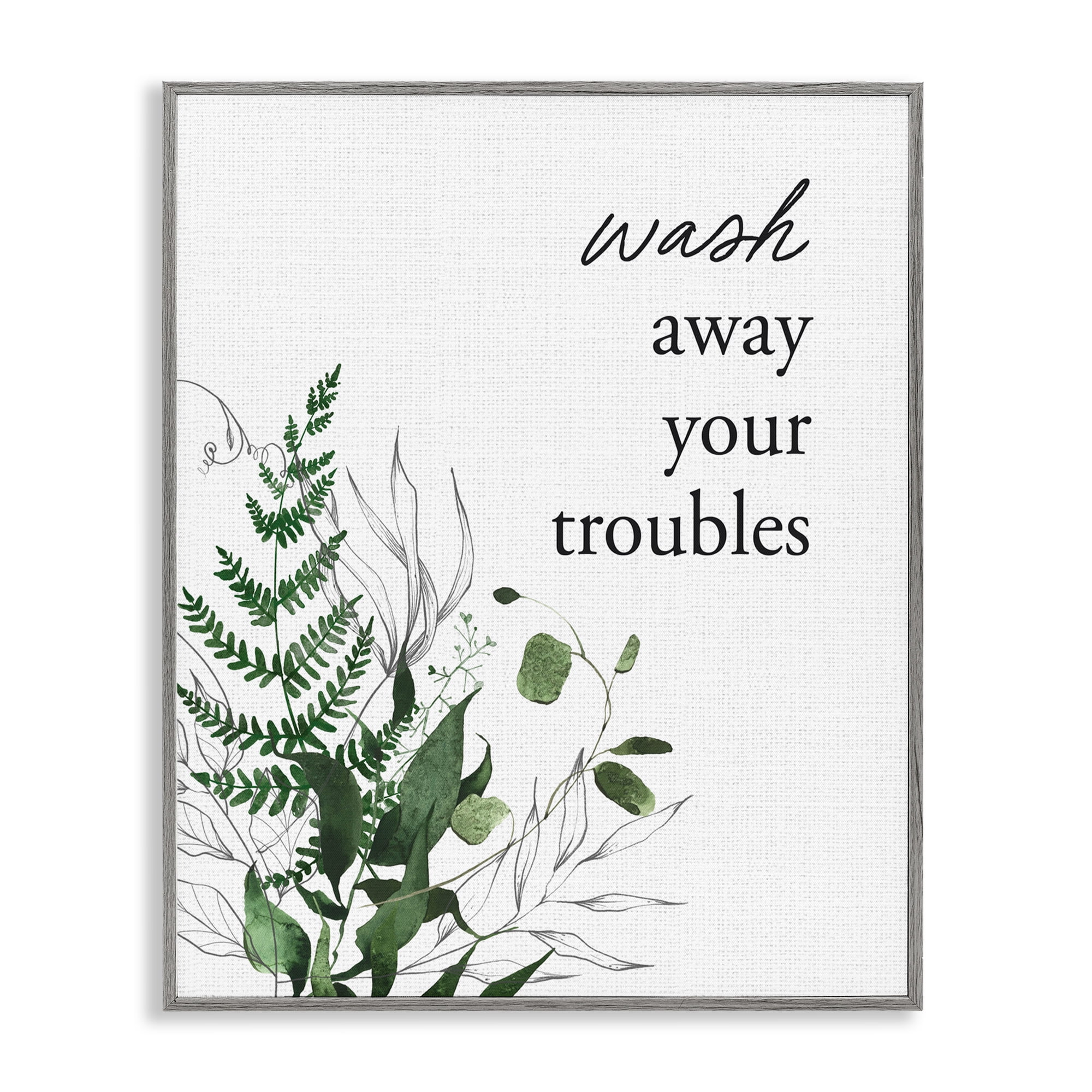 Forest Foliage Wash Away Gray Framed Giclee Art, design by Lettered and Lined