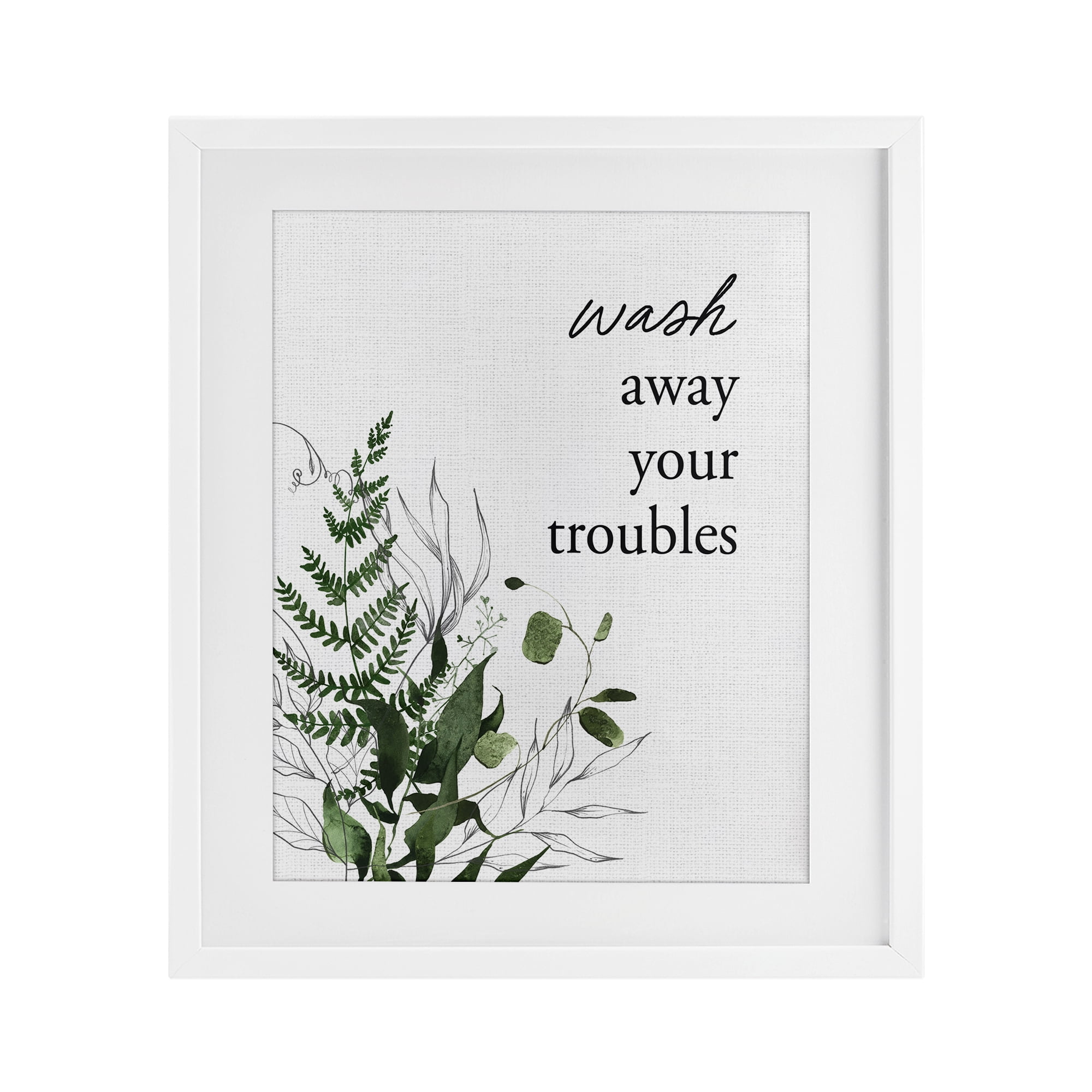 Forest Foliage Wash Away White Framed Print Under Glass, design by Lettered and Lined