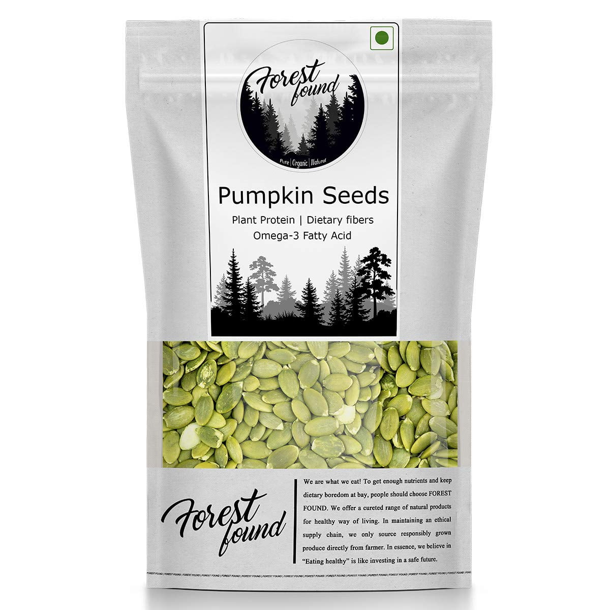 Forest Found Raw Pumpkin Seeds For Weight Loss, For Eating | Big Size Aaa Grade |Rich In Omega-3,Fiber | Gluten Free (250 Gram) | Pure, Best Seed Qual