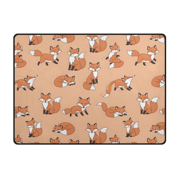 Forest Fox Animal Area Rug 63x48 Inch Non Slip Absorbent Soft for Bedroom Entryway