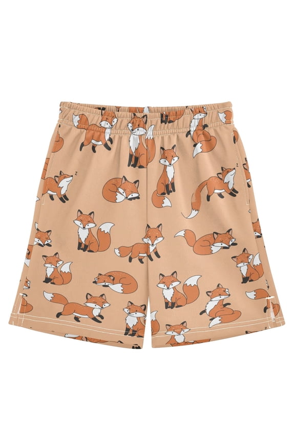 Forest Fox Animal Athletic Shorts Breathable with Comfort Fit Drawstring Casual Sweatshorts Large