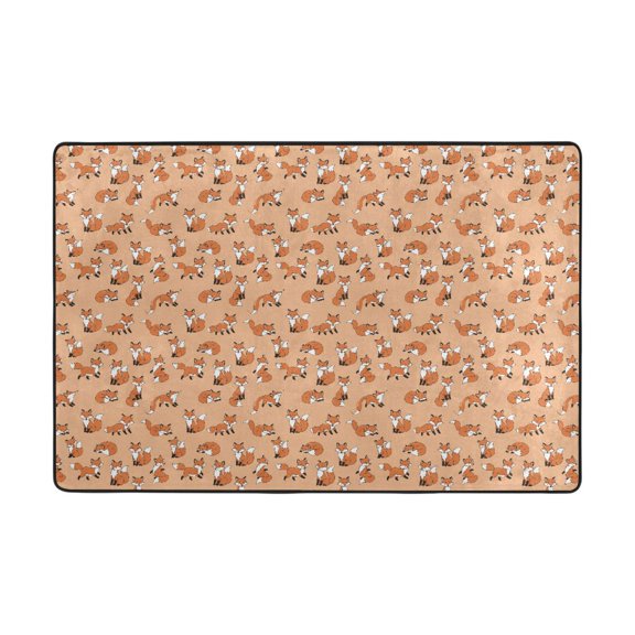 Forest Fox Animal Rug 72x48in Memory Foam Absorbent Non Slip Plush for Living Room Office Bedroom