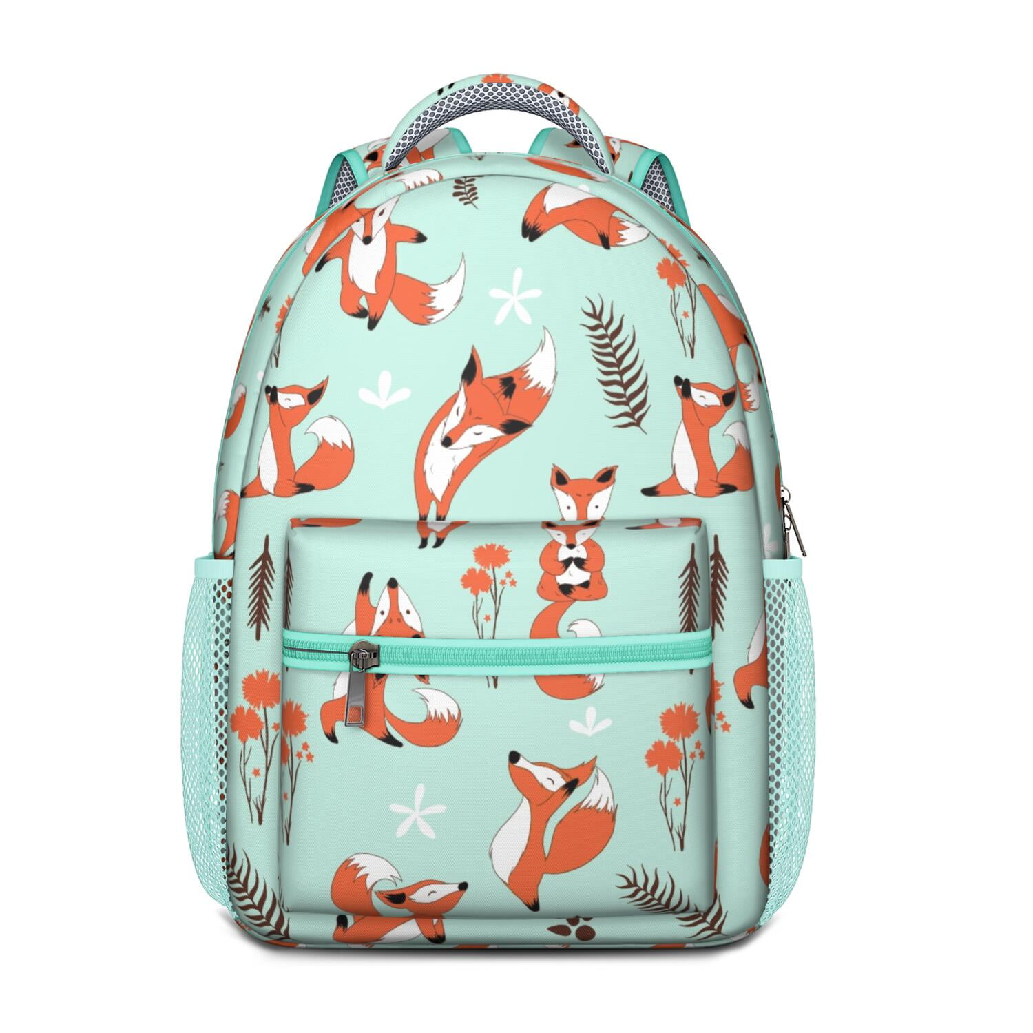 Forest Fox Artistic Print Waterproof Backpack - Ergonomic School Bag with Padded Straps for Teens