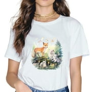 Forest Fox Baby Animal Leaves T-Shirt