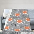 thumbnail image 1 of Forest Fox Pattern Blanket Cozy Animal Print Throw with Botanical Design, 1 of 9