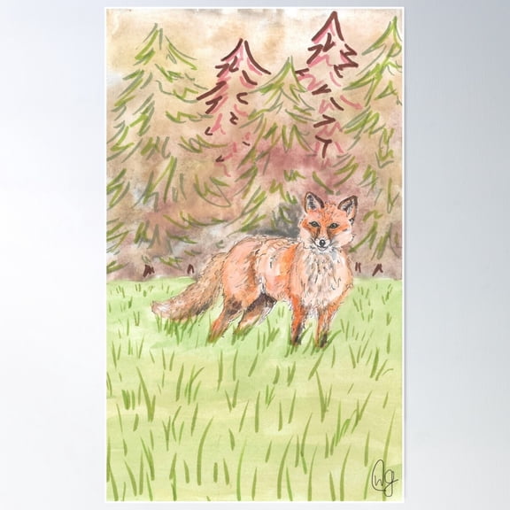 Forest Fox Poster Wall Art, Modern Wall Decor For Living Room Bedroom, 12x18 UNFRAMED