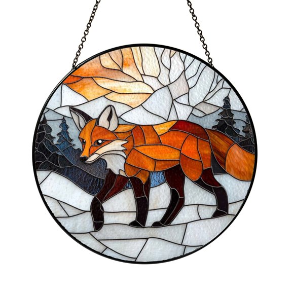 Forest Fox Window Hanging – Stained Glass Inspired Art1601