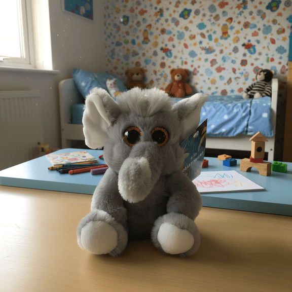 Forest Friend 6.3" Grey Elephant Plush Stuffed Animal Toy Glitter Eyes PLU-1506