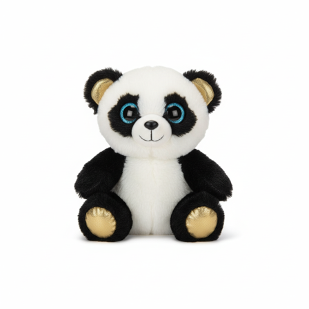 Forest Friend 6.3" Panda Bear Plush Stuffed Animal Gold Ears Blue Eyes