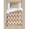 thumbnail image 1 of Forest Friends Duvet Cover Set Twin Size, Simple Children Pattern of Bear and Leaves, Decorative 2 Piece Bedding Set with 1 Pillow Sham, Pale Redwood Yellow Green Olive Green Peach, by Ambesonne, 1 of 3
