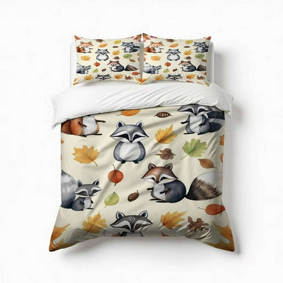 Forest Friends Print Bedding Set 3 Pcs Soft Microfiber Quilt Cover For Bedroom Decor, Comforter Cover With 2 Pillowcase