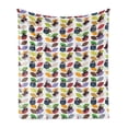 thumbnail image 1 of Forest Friends Soft Flannel Fleece Throw Blanket, Abstract Pattern Owls and Birds with Crown on Colorful Branch Print, Cozy Plush for Indoor and Outdoor Use, 50" x 70", Multicolor, by Ambesonne, 1 of 5