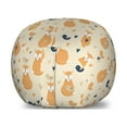 thumbnail image 1 of Forest Friends Storage Toy Bag Chair, Simple Pattern with Foxes Birds and Hearts, Stuffed Animal Organizer Washable Bag, Large Size, Beige Pale Orange, by Ambesonne, 1 of 3
