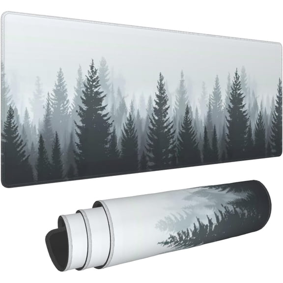 Forest Gaming Mouse Pad, Misty Waterproof and Non-Slip Mousepad, Extended XL 31.5 x 11.8inches Desk Mat, 3mm Thick Rubber Base Desk Pad for Office Home