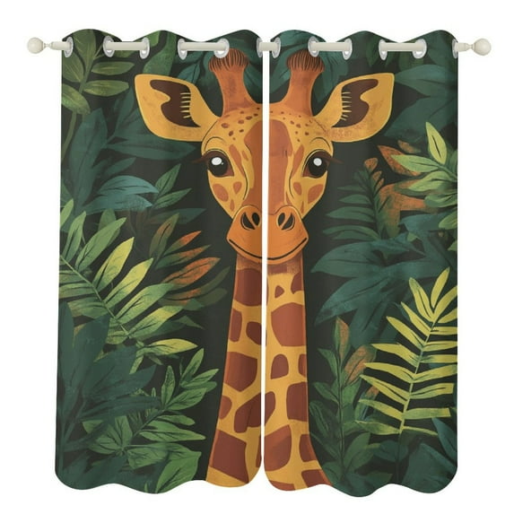 Forest Giraffe (6) Luxury Window Curtains Blinds for Living Room Kids Bedroom Bathroom Kicthen Door Home Decor 2 Panels