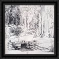 thumbnail image 1 of Forest Glade With A Walled Fountain By Which Two Men Are Sitting 28x28 Large Black Ornate Wood Framed Canvas Art by Albrecht Durer, 1 of 2