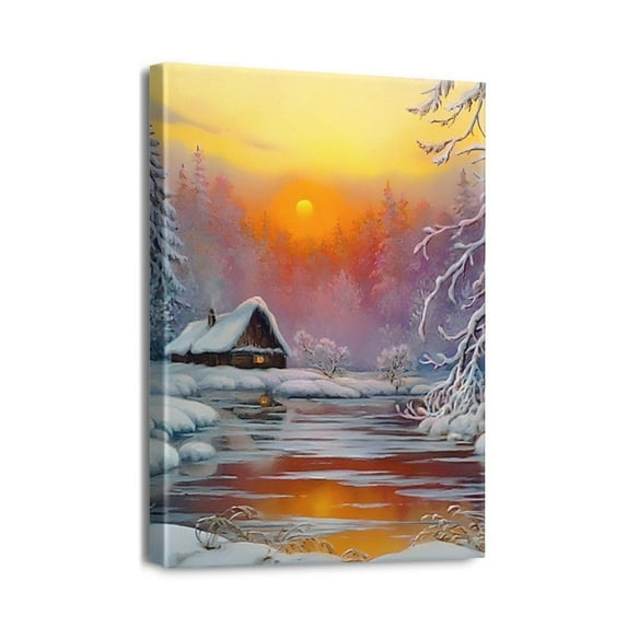 Forest Glow at Sunset12x16 Oil Paintings & Wall Prints, Vintage Decor for Your Home Office
