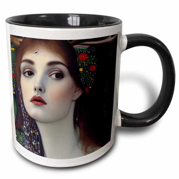 3drose, Forest Goddess, 15oz Two-tone Black Mug
