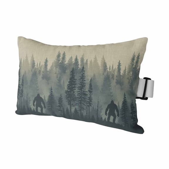 Forest Gorilla Wild Animal Print Trees Silhouette Outdoor Pillow for Chaise Lounge Chair,Vintage Linen Waterproof Headrest Lumbar Pillows with Insert&Elastic Strap for Patio Pool Garden Chairs,1 Pack