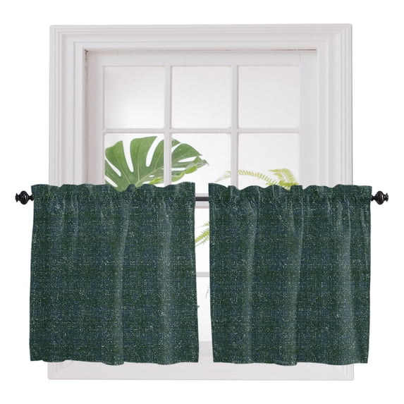 Forest Green 2 Panel Kitchen Curtains for Small Windows, Farmhouse Vintage Green Solid Color Bathroom Tier Curtain, Short Window Treatment for Bedroom/Living Room 55"x36"