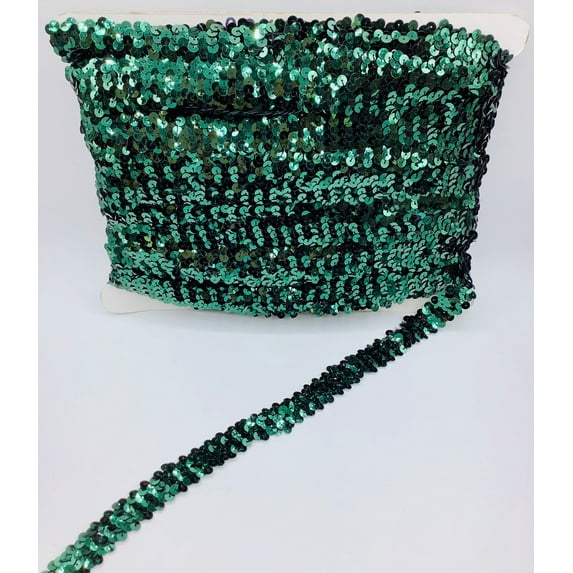 Forest Green (2 Row) 3/4" Zig Zag Stretch Sequin
