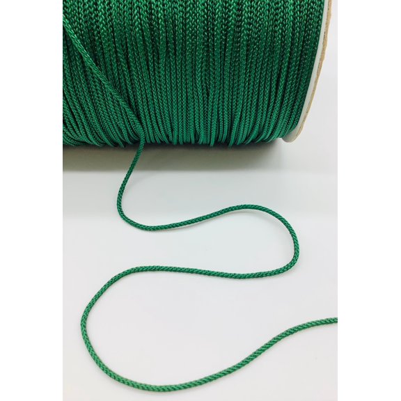 Forest Green 2mm Decorative Nylon Round Braid - 50 Yards