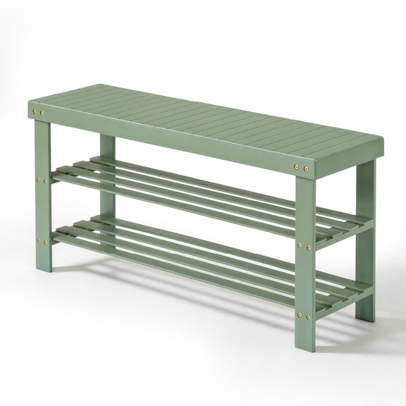 Forest Green 3-Tier Bamboo Shoe Rack  35.43"L x 11.02"W x 17.72"H, Seamless Finish, No Tools Required, Heavy-Duty Storage for Entryway, Closet, or Mudroom