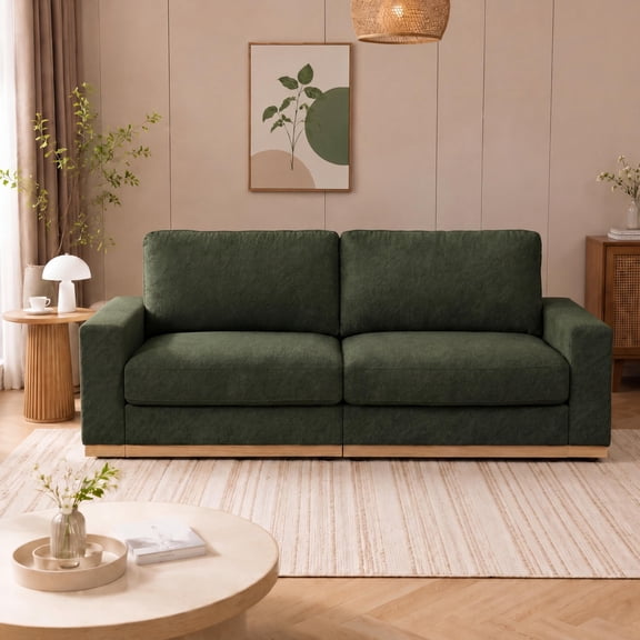 Forest Green 42 Inch Oversized Living Room Sofa With Chenille Fabric Solid Wood Base Easy Assembly