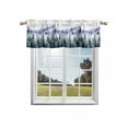 thumbnail image 1 of Forest Green Blue Curtain Valance for Windows/Living Room/Kitchen/Bathroom/Café, Short Rod Pocket Tier Curtain Window Treatment Panel Spring Watercolor Ombre Tree Topper Curtain 54''x18'', 1 of 6