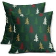 thumbnail image 1 of Forest Green Christmas Pillow Covers 16x16 Set of 2 Red White Gold Rustic Holiday Print Decorative Outdoor Pillowcases Farmhouse Winter Decorations Throw Cushion Case Decor for Couch Sofa Bed, 1 of 1