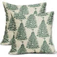 thumbnail image 1 of Forest Green Christmas Pillow Covers 18x18 Set of 2 Xmas Tree Star Rustic Holiday Print Decorative Outdoor Pillowcases Farmhouse Vintage Winter Decorations Throw Cushion Case Decor for Couch Sofa Bed, 1 of 6