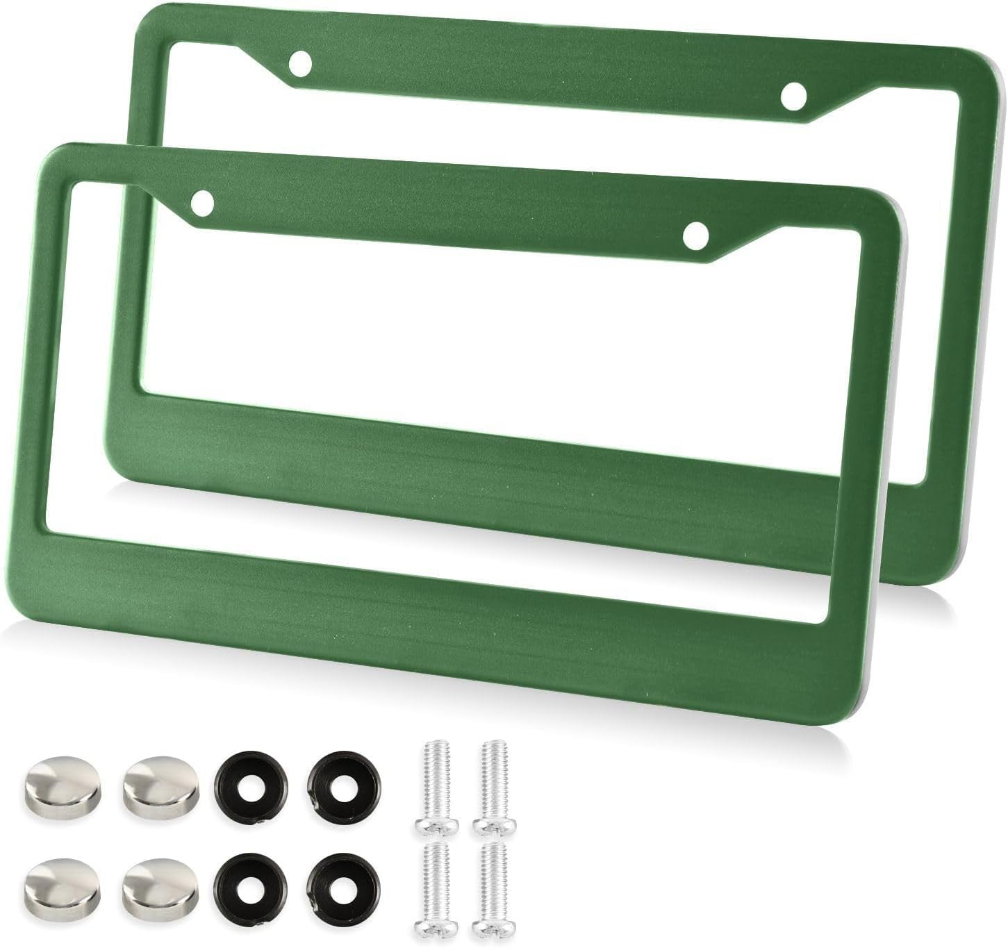 Forest Green Color License Plate Frame Decorative Aluminum Car Tag