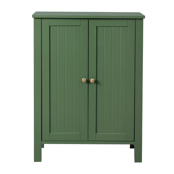 Forest Green Double-Door Bathroom Storage Cabinet Freestanding MDF Organizer