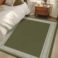 thumbnail image 1 of Forest Green Geometric 2.7x5 Area Rugs, White Greek Key Design Abstract Modern Art Non-Skid Rubber Backing Large Rectangle Rugs - Living Room Bedroom Home Office, Indoor Floor Carpets Washable Rug, 1 of 9