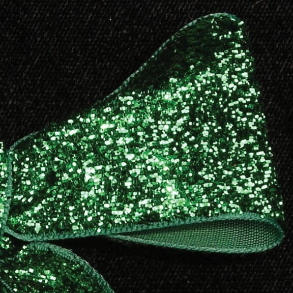Forest Green Glitter Woven Edge Velvet Craft Ribbon 1.5" x 11 Yards