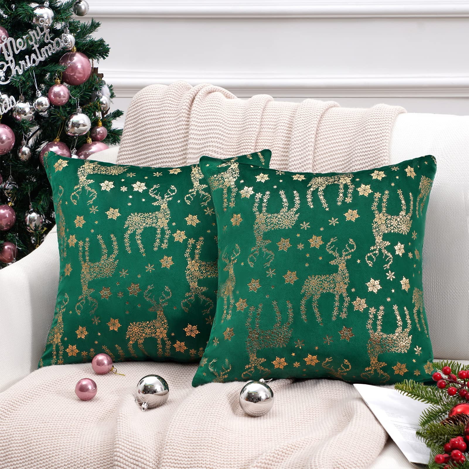 Green Christmas Pillow Covers  Christmas Plaid Pillow Covers - Christmas  Decorative - Aliexpress