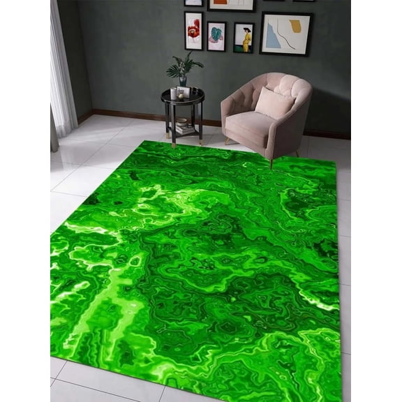 Forest Green Marble Pattern Modern Abstract Area Rug Unique Aesthetic Timeless Decor Rug For Living Room Bedroom Farmhouse Soft Thick Machine Washable Diningroom Home Office Carpet 1x2ft