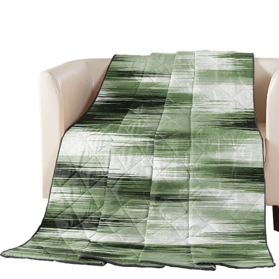 Forest Green Mist Quilted Comforters Cooling Blanket Oversized Queen Size, Country Abstract Pastoral Green Leaf Cold Comfort for Hot Sleepers Lightweight Air Conditioning Quilt Blanket for Bed