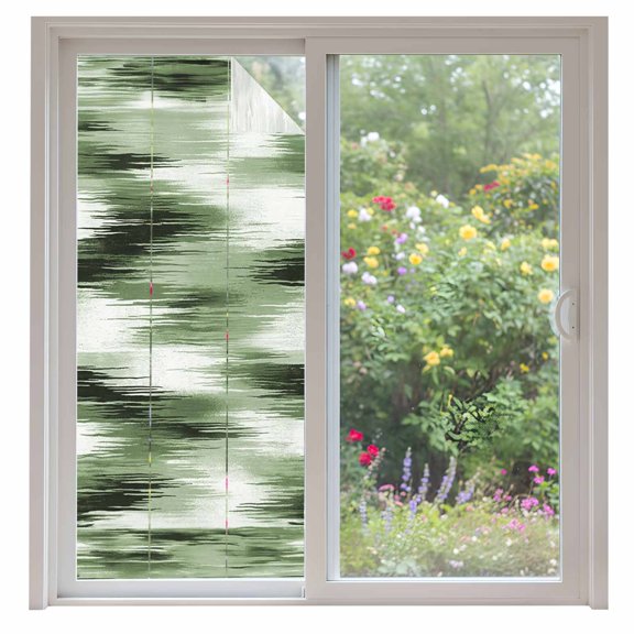 Forest Green Mist Window Privacy Film Country Abstract Pastoral Green Leaf Decorative Glass Window Film UV Blocking Static Cling Non-Adhesive Sticker Covering for Home Door 35.4x78.7 inches